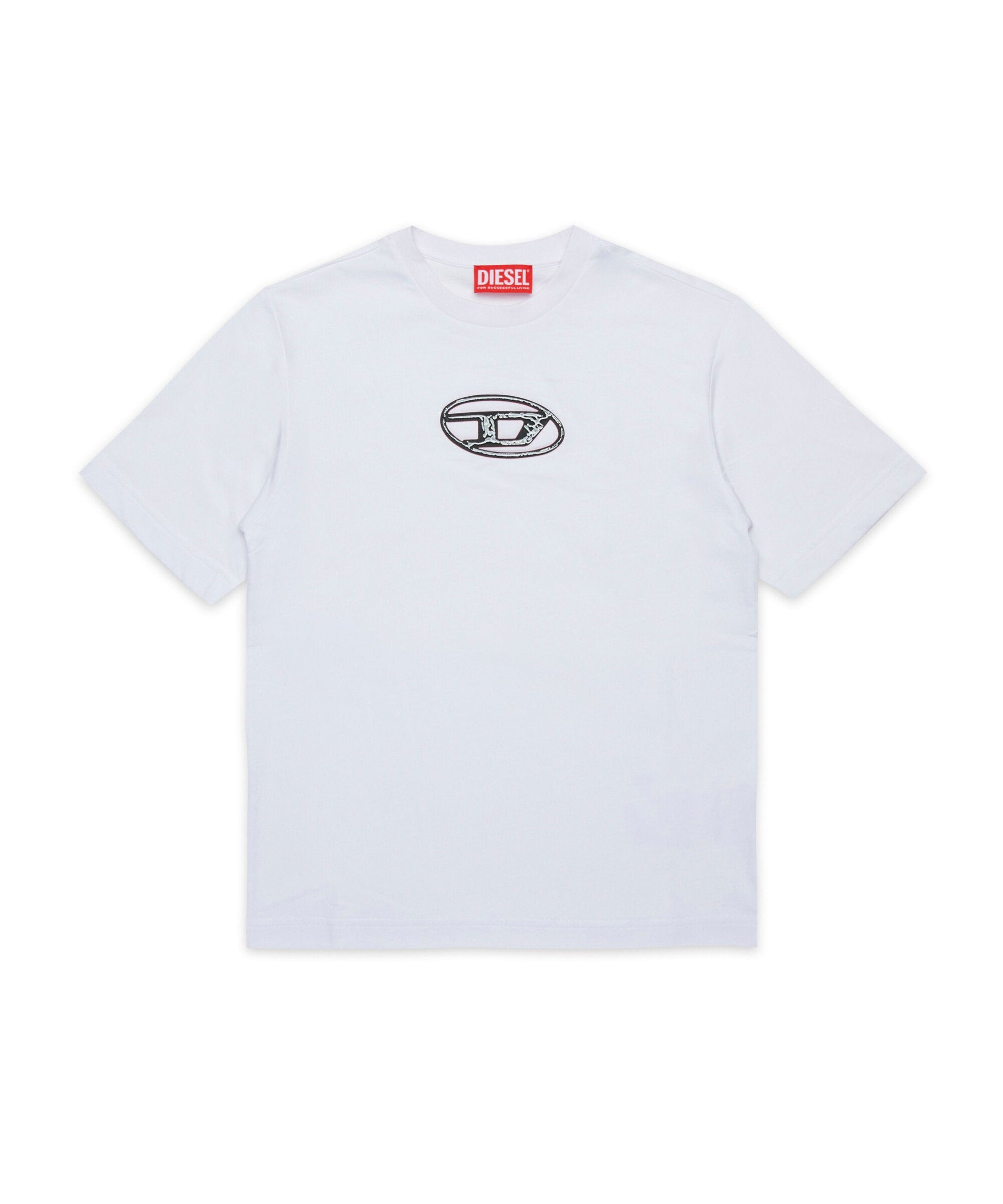 Diesel Kids T-Shirt Bianco con Oval D per Bambine