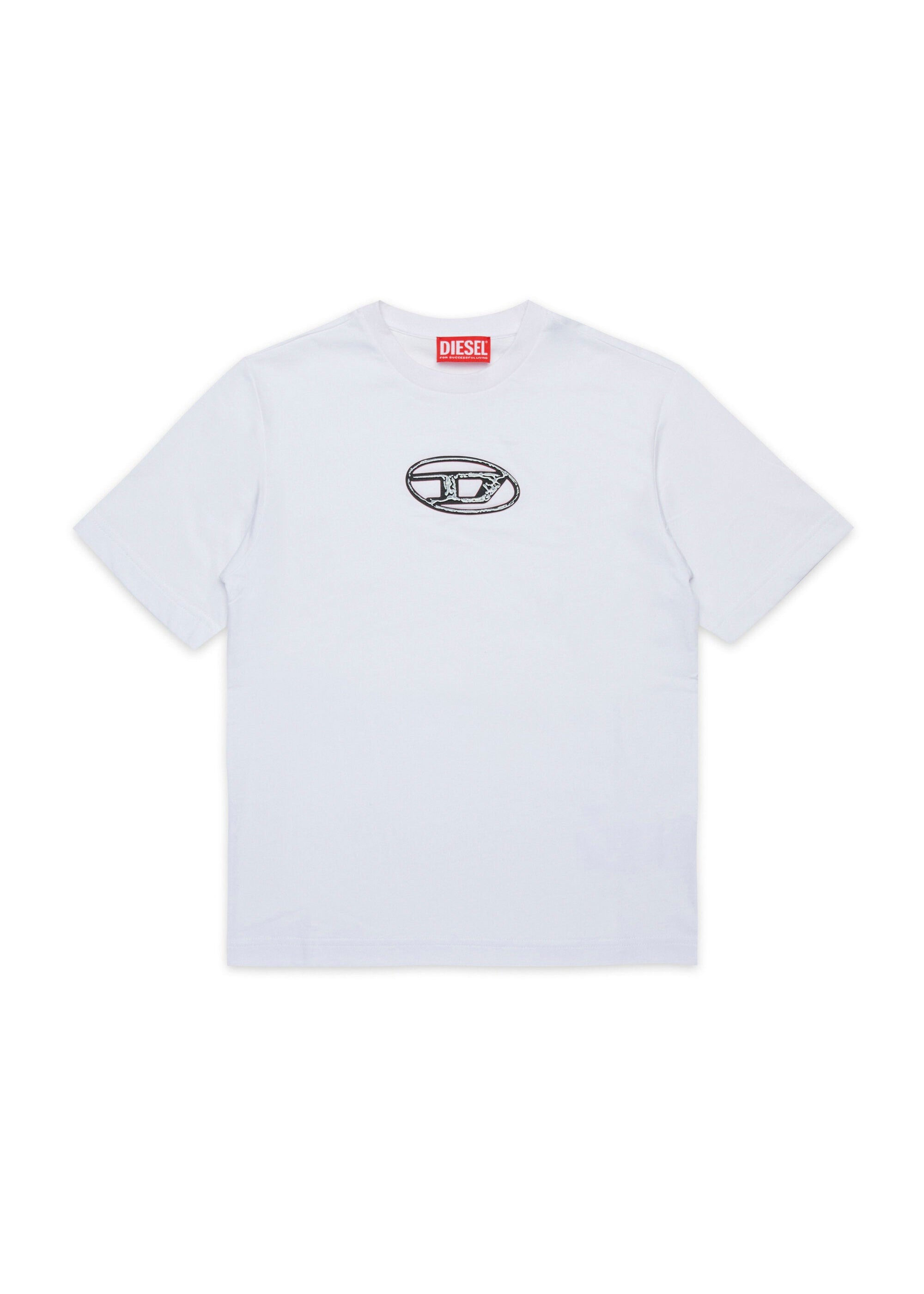 Diesel Kids T-Shirt Bianco con Oval D per Bambine