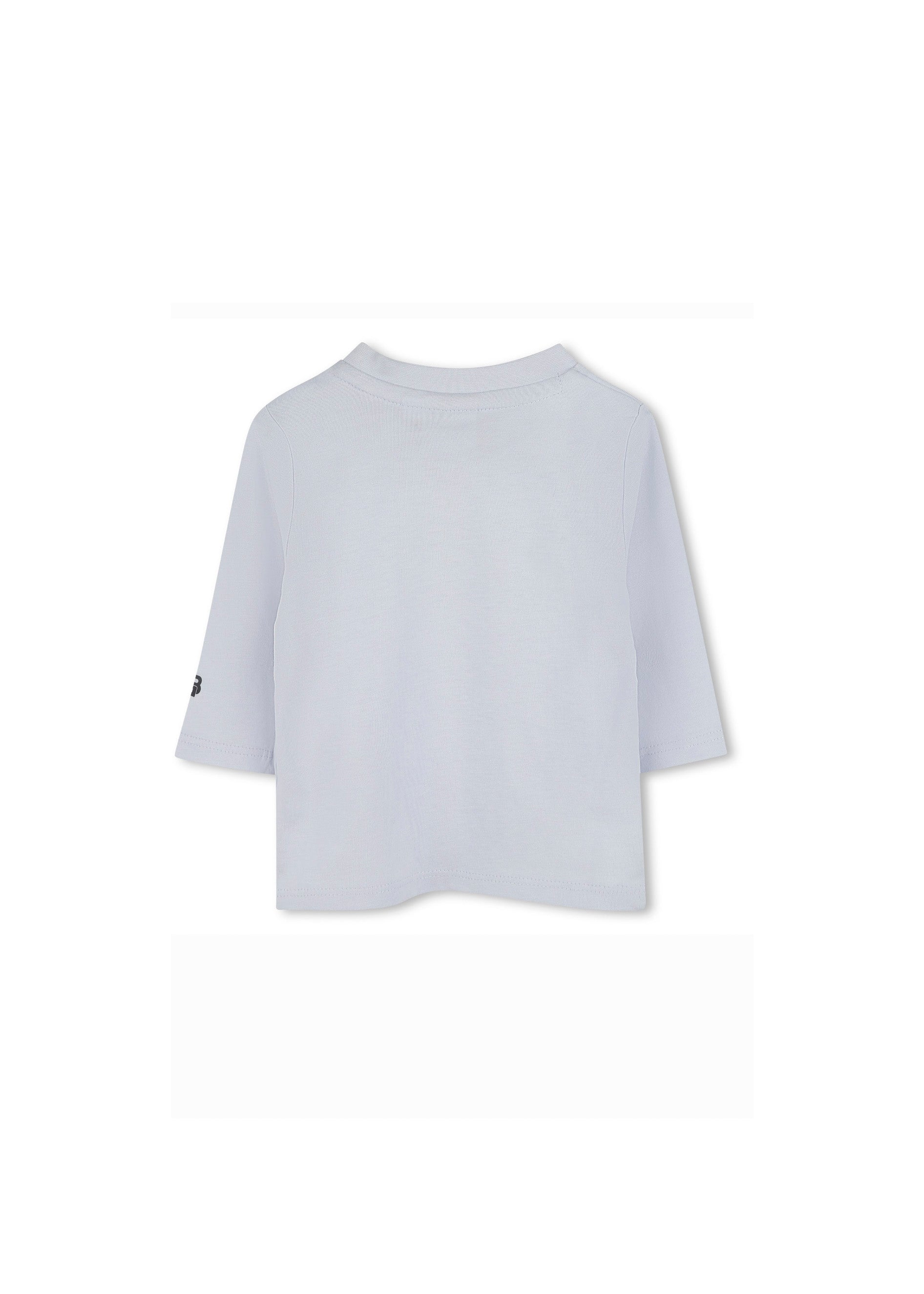 Boss Kids T-shirt Manica Lunga Celeste con Scritta per Neonati (retro)