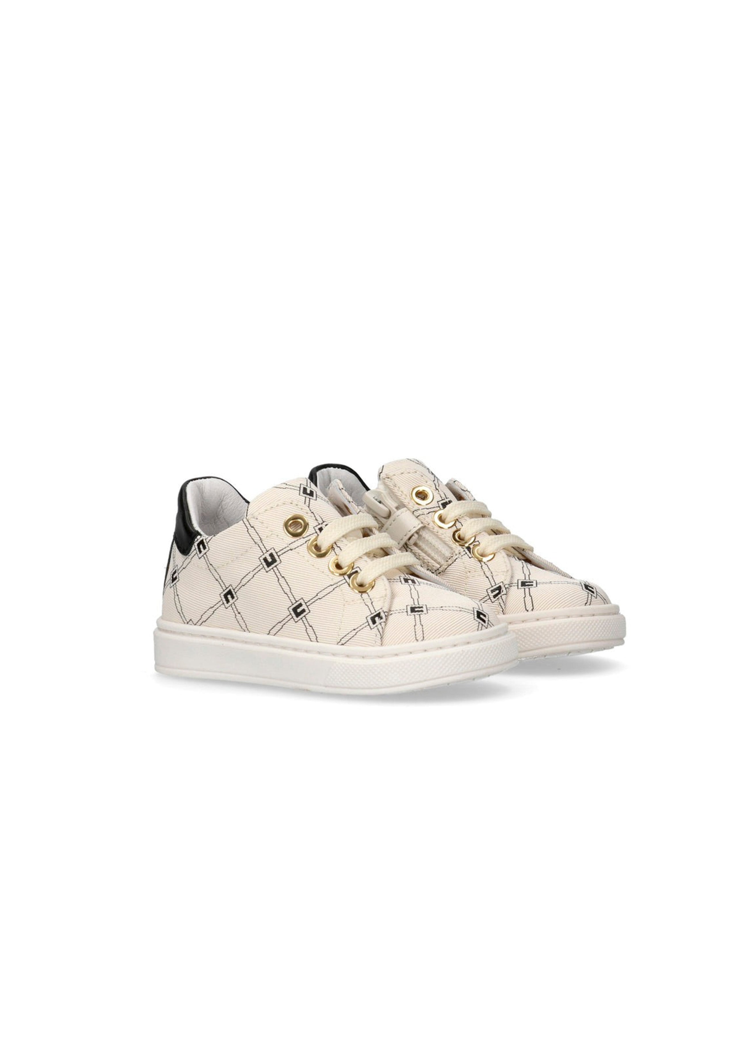 Elisabetta Franchi La Mia Bambina Sneakers Burro/Nero Monogram per Neonate