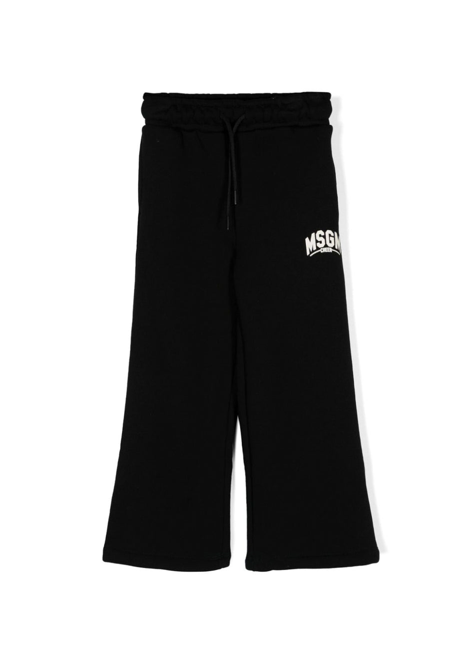 MSGM Kids Pantaloni Neri con Logo per Bambini