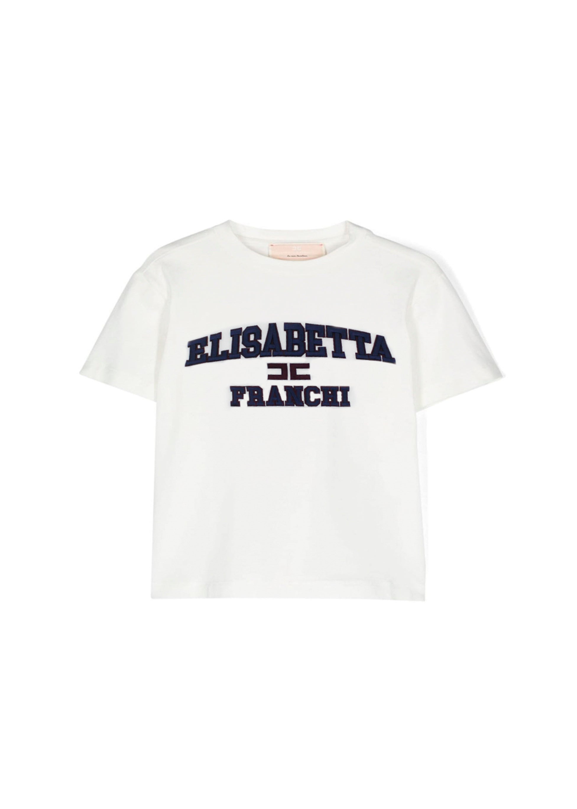 Elisabetta Franchi La Mia Bambina T-shirt Avorio con Ricamo per Neonate