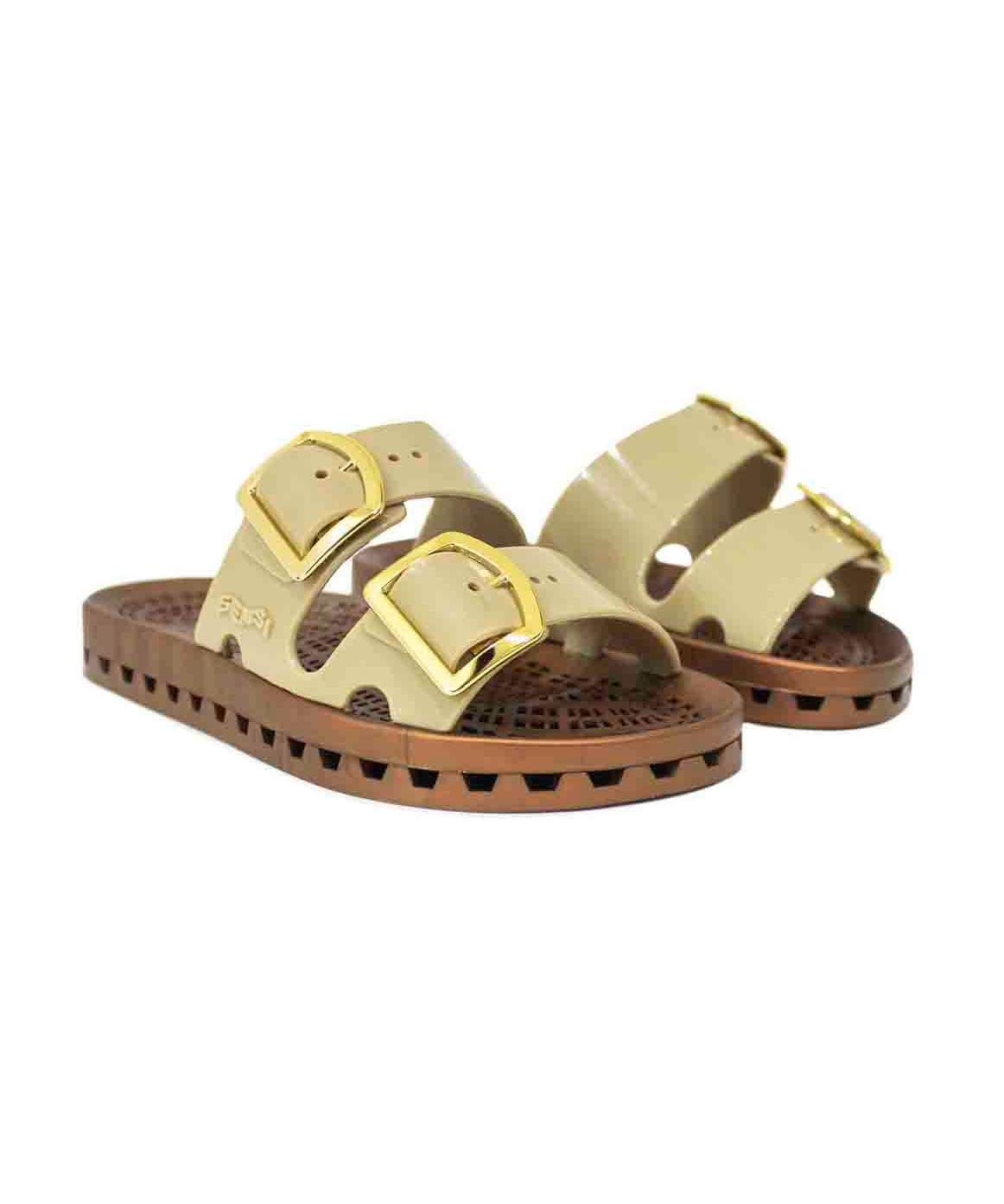Sensi Kids Prestige Sandalo Beige Doppia Fascia per Bambini (fronte)