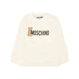 Moschino Kids Felpa Girocollo Panna con Logo per Neonati