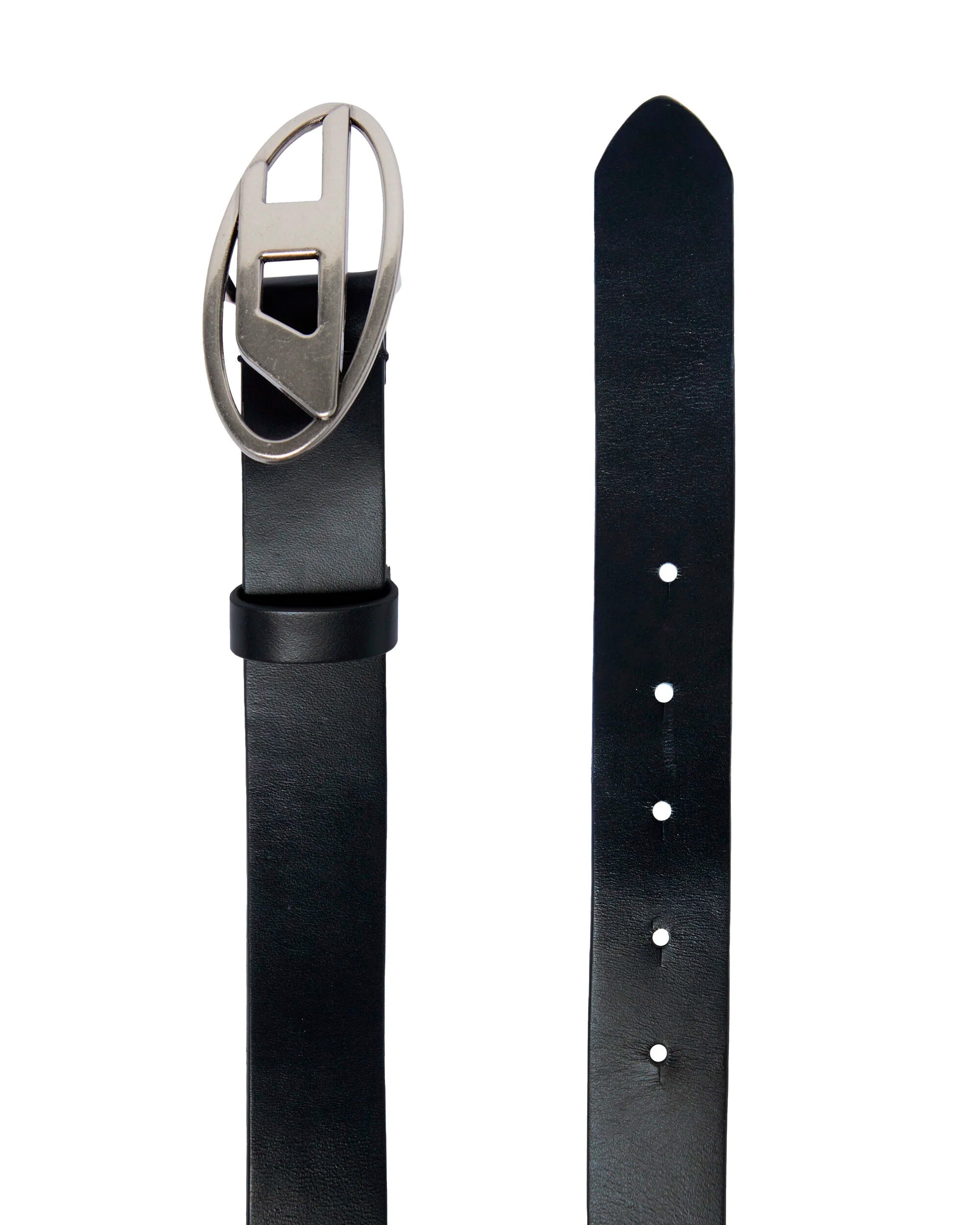 Diesel Kids Cintura nero in Pelle con Logo Oval D