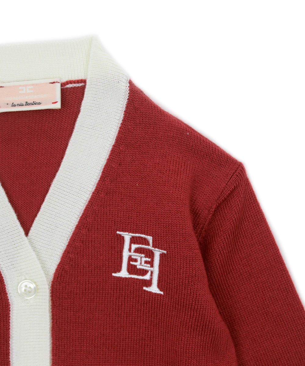 Elisabetta Franchi La Mia Bambina Cardigan Ombretto/Avorio per Neonate (dettaglio)
