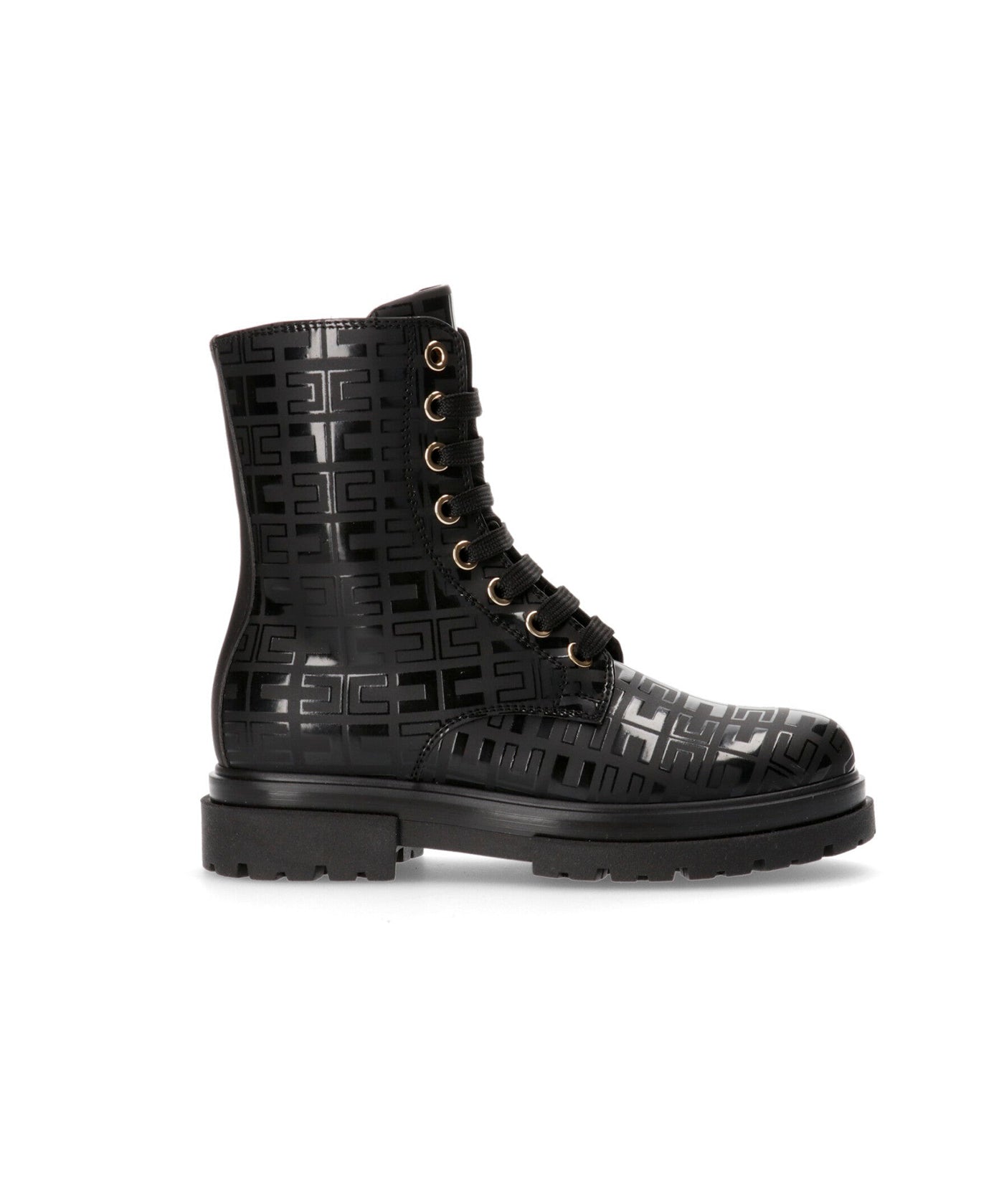 Elisabetta Franchi La Mia Bambina Anfibi Neri con Logo Monogram per Bambine