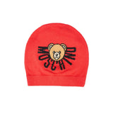 Moschino Kids Cappello Rosso con Logo Teddy per Neonati