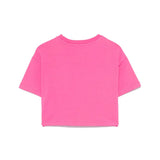 Moschino Kids Fuchsia Crop T-shirt with Toy Print for Girls