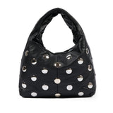 Msgm Kids Borsa a Spalla Nera con Applicazioni Metalliche e Logo per Bambine