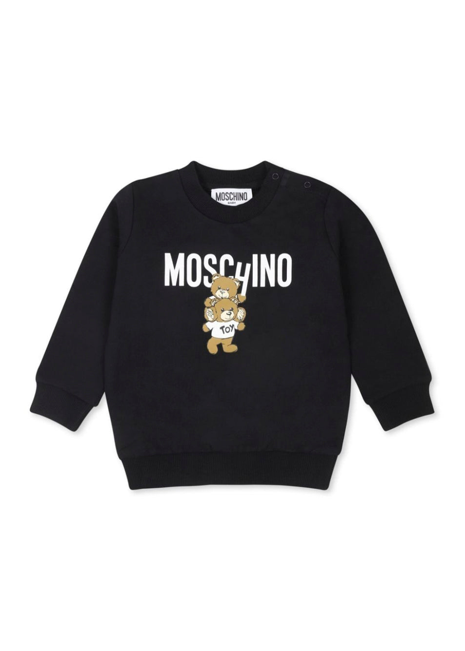 Moschino Kids Felpa Nera con Stampa Logo Teddy Bear per Neonati