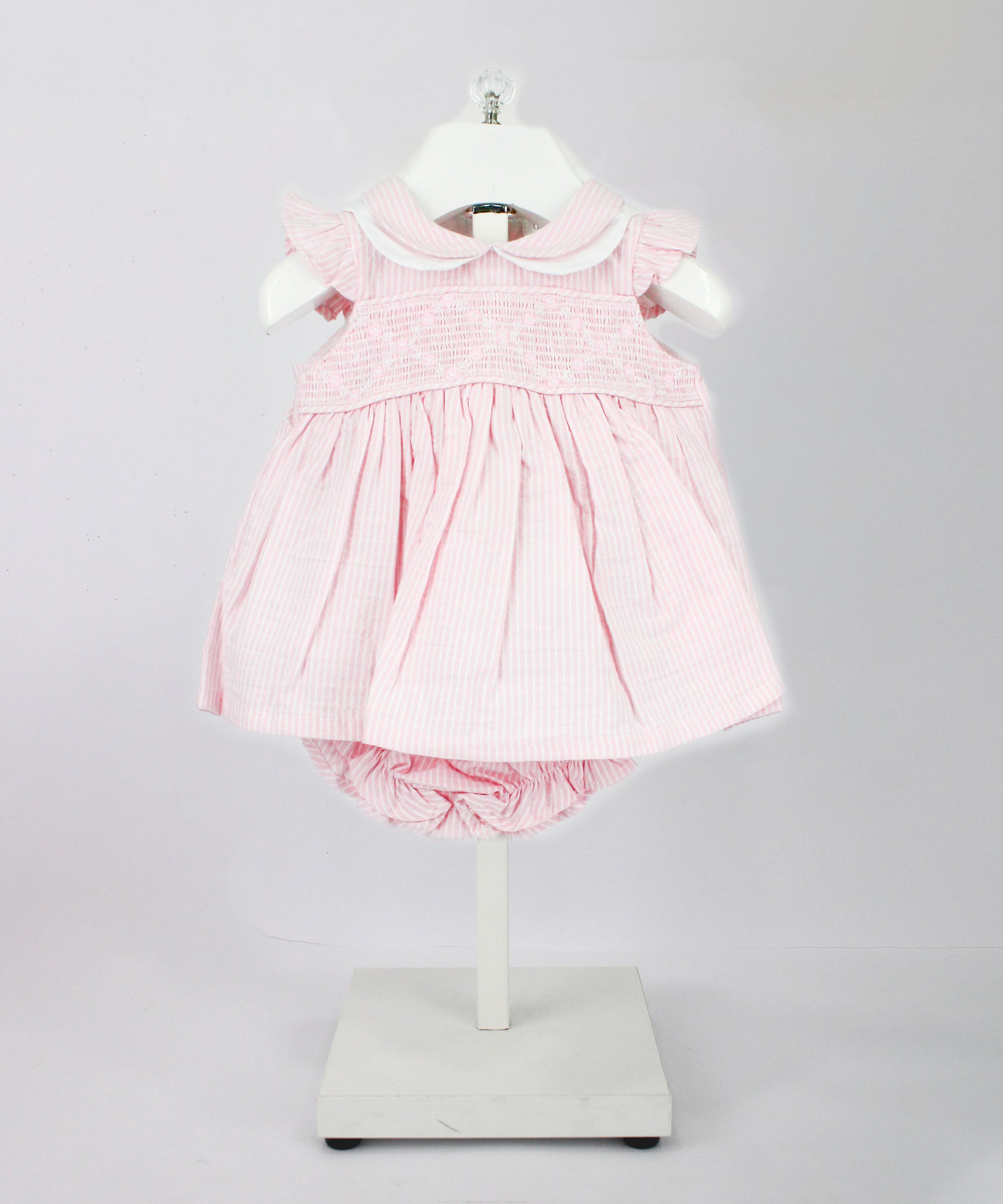 Deolinda Abito con Culotta Rosa a Righe per Neonate
