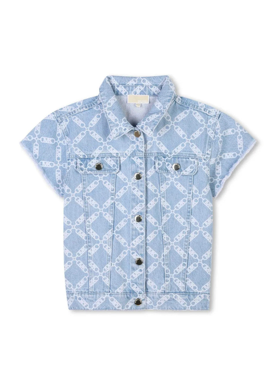 Michael Kors Kids Giacca in Denim Logo All Over per Bambine (fronte)