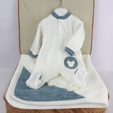 Deolinda Tutina Bianca/Denim con Teddy per Neonati