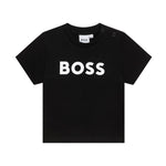 Boss Kids T-Shirt Nera con Stampa Logo Boss per Neonati