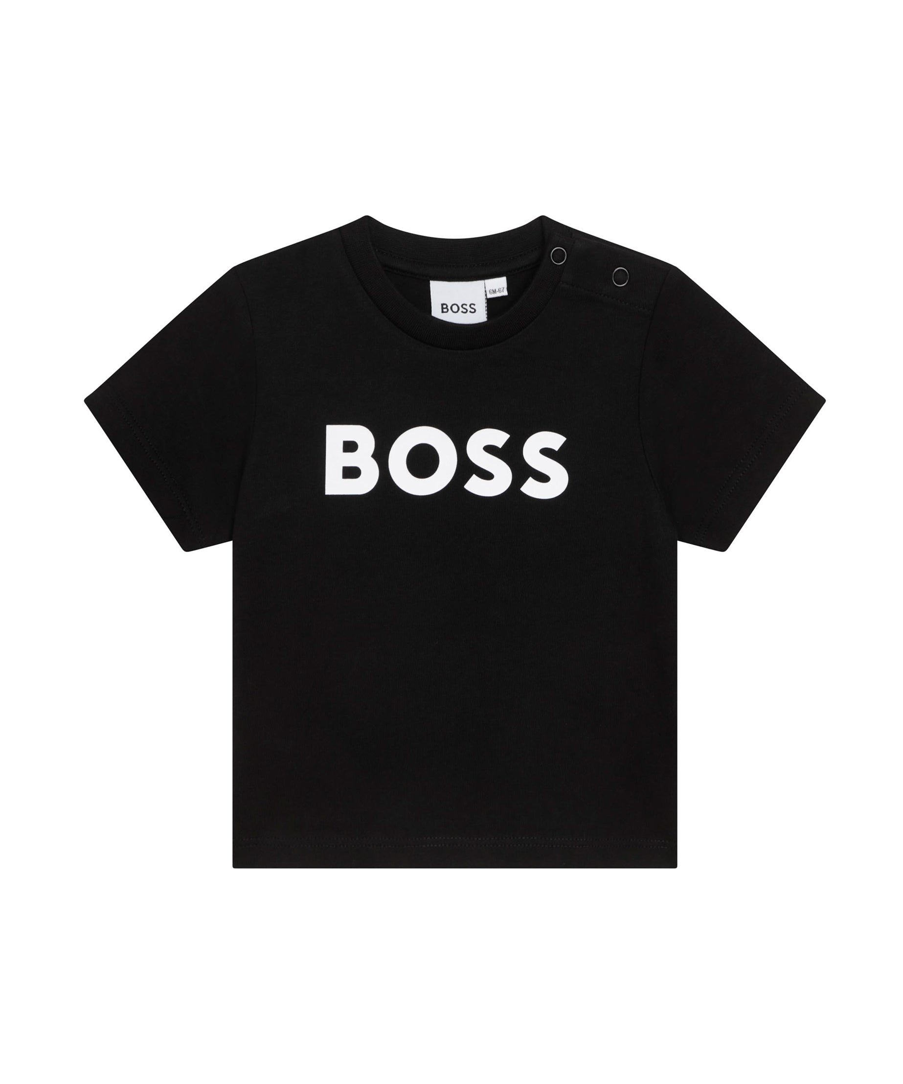 Boss Kids T-Shirt Nera con Stampa Logo Boss per Neonati