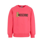Moschino Kids Felpa Girocollo Lampone con Logo per Bambine