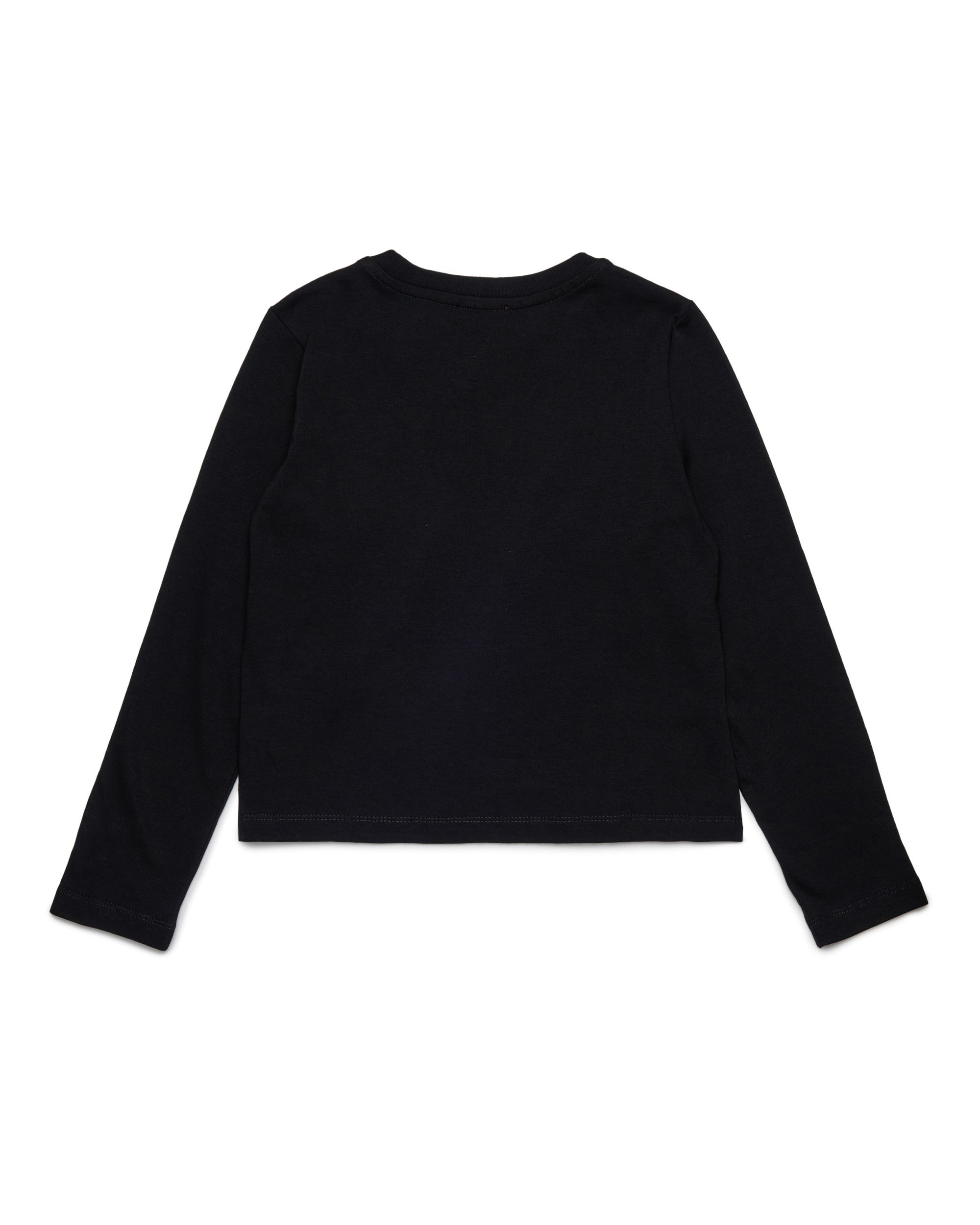 Diesel Kids T shirt Manica Lunga Nera con Oval D per Bambini retro