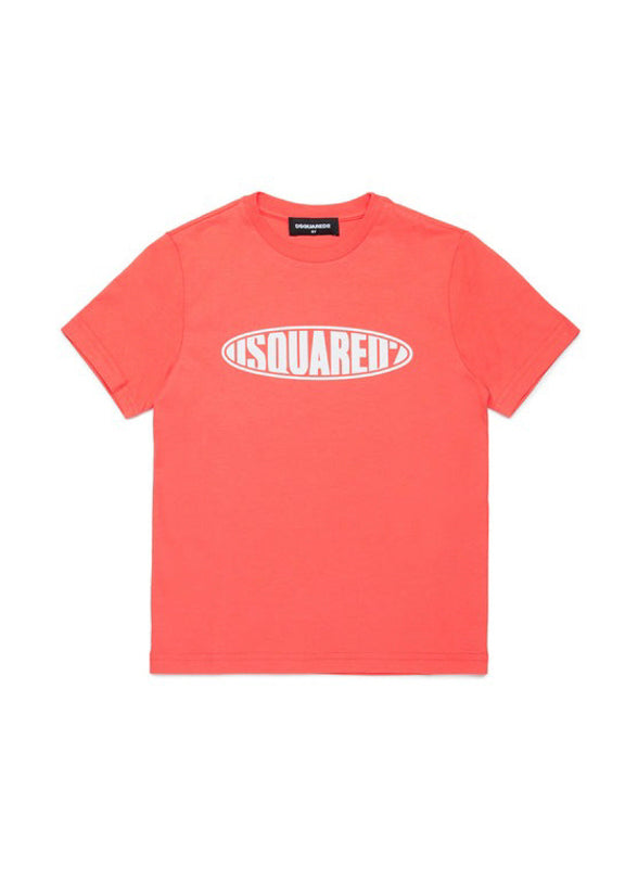 Dsquared2 Kids T-Shirt Corallo con Logo Surf