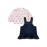 Moschino Kids Camicia a Righe Rosa con Salopette per Neonate
