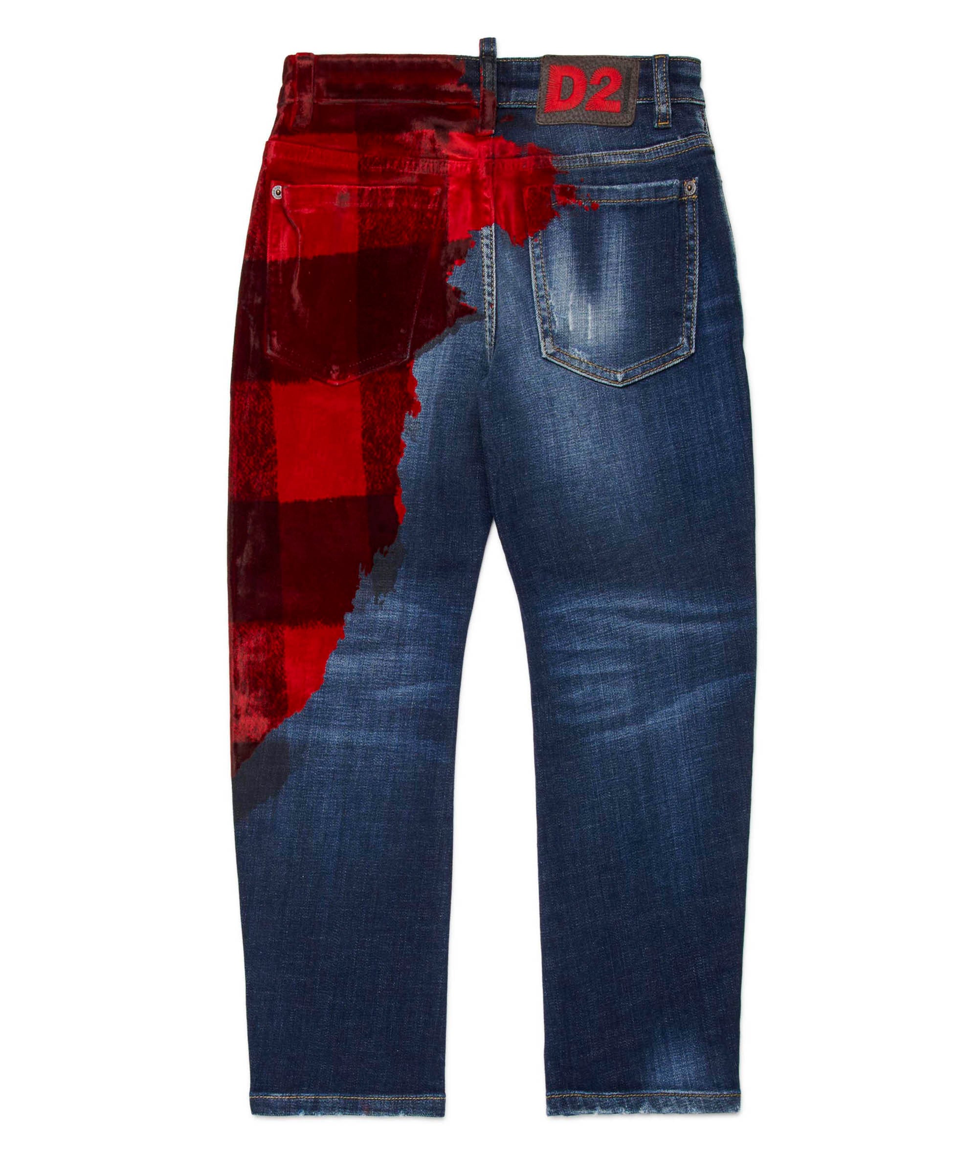 Dsquared2 Kids Jeans Denim a Quadri Bro Jeans per Bambini