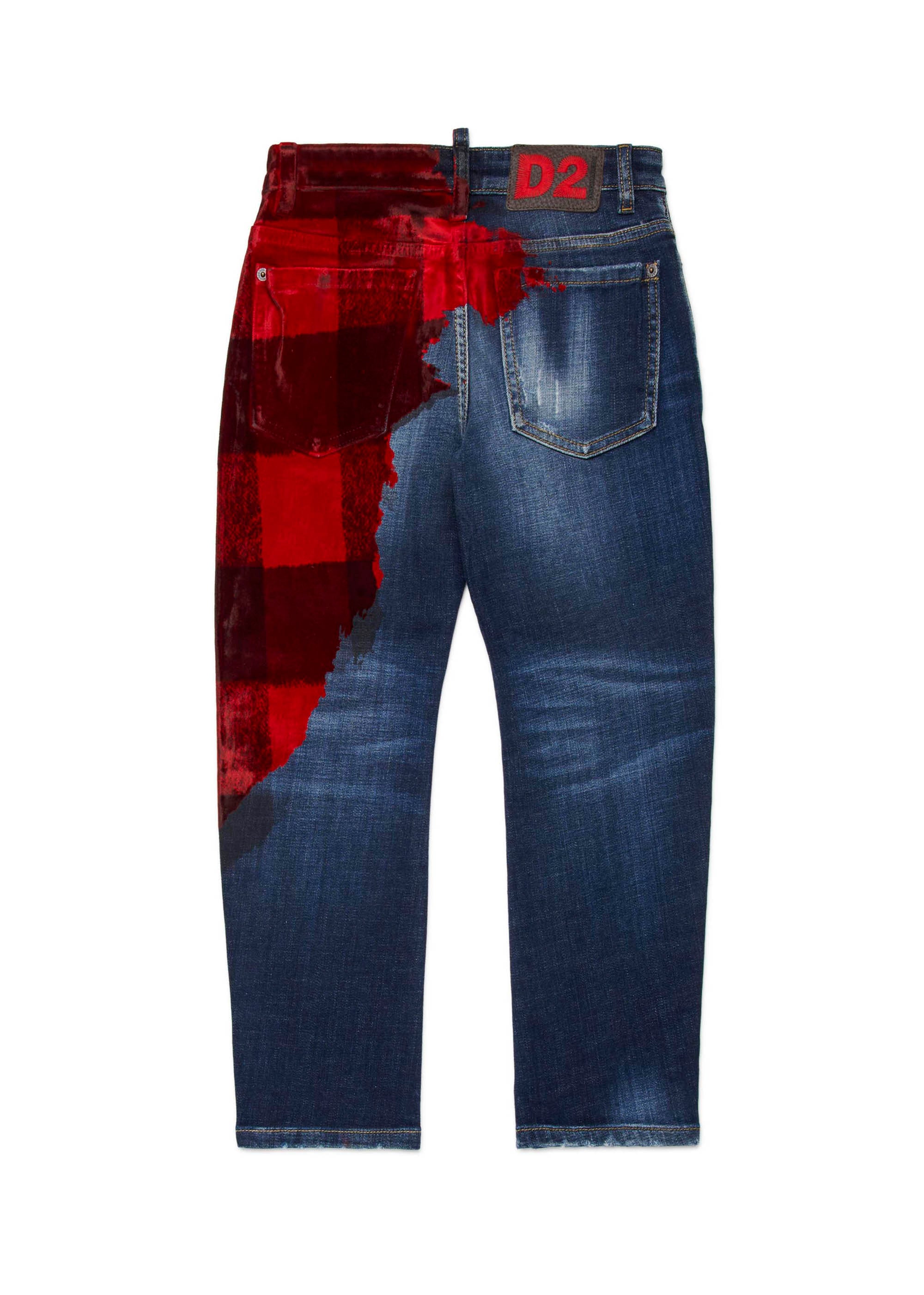 Dsquared2 Kids Jeans Denim a Quadri Bro Jeans per Bambini