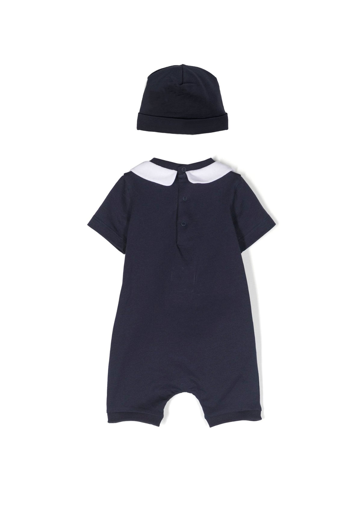Moschino Kids Pagliaccetto Blu con Berretto Teddy Bear per Neonati (retro)