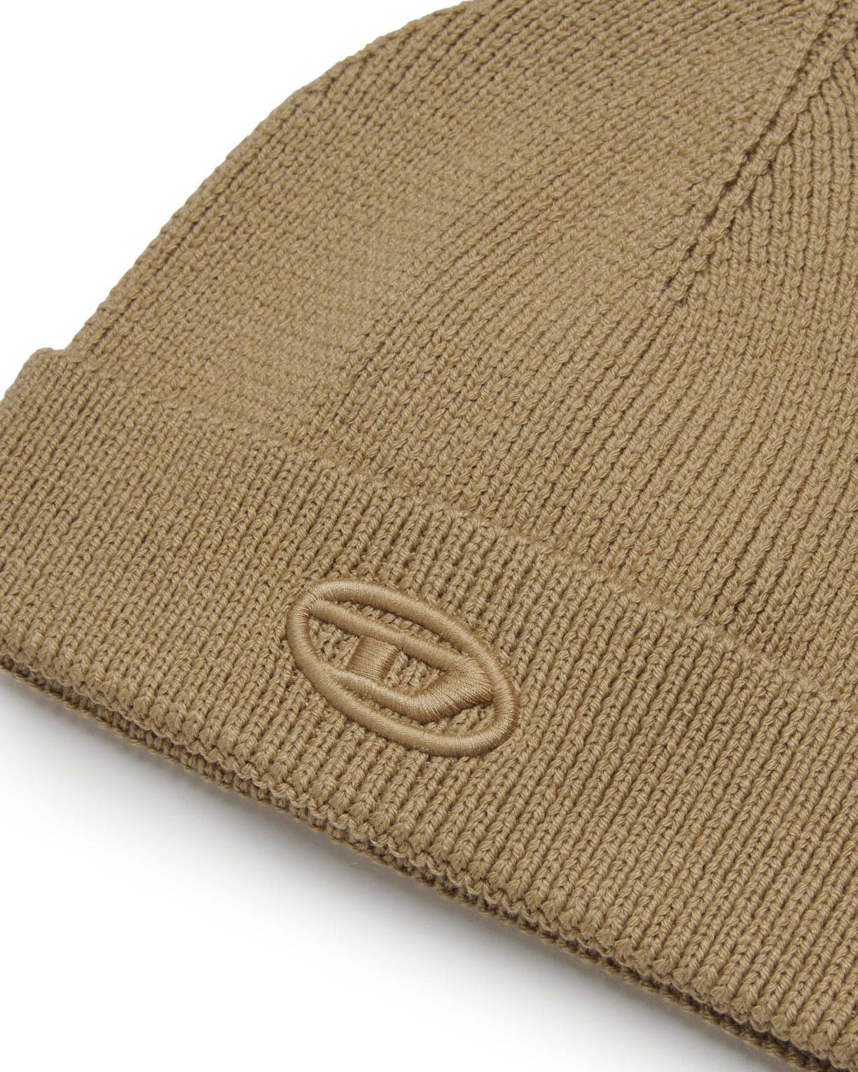 Diesel Kids Cappello Beanie Beige con Oval D