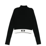 Elisabetta Franchi La Mia Bambina Maglioncino Nero con Banda Logo per Bambine