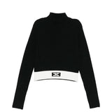 Elisabetta Franchi La Mia Bambina Maglioncino Nero con Banda Logo per Bambine