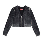 Diesel Kids Cardigan Crop a Costine Nero per Bambine