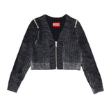Diesel Kids Cardigan Crop a Costine Nero per Bambine