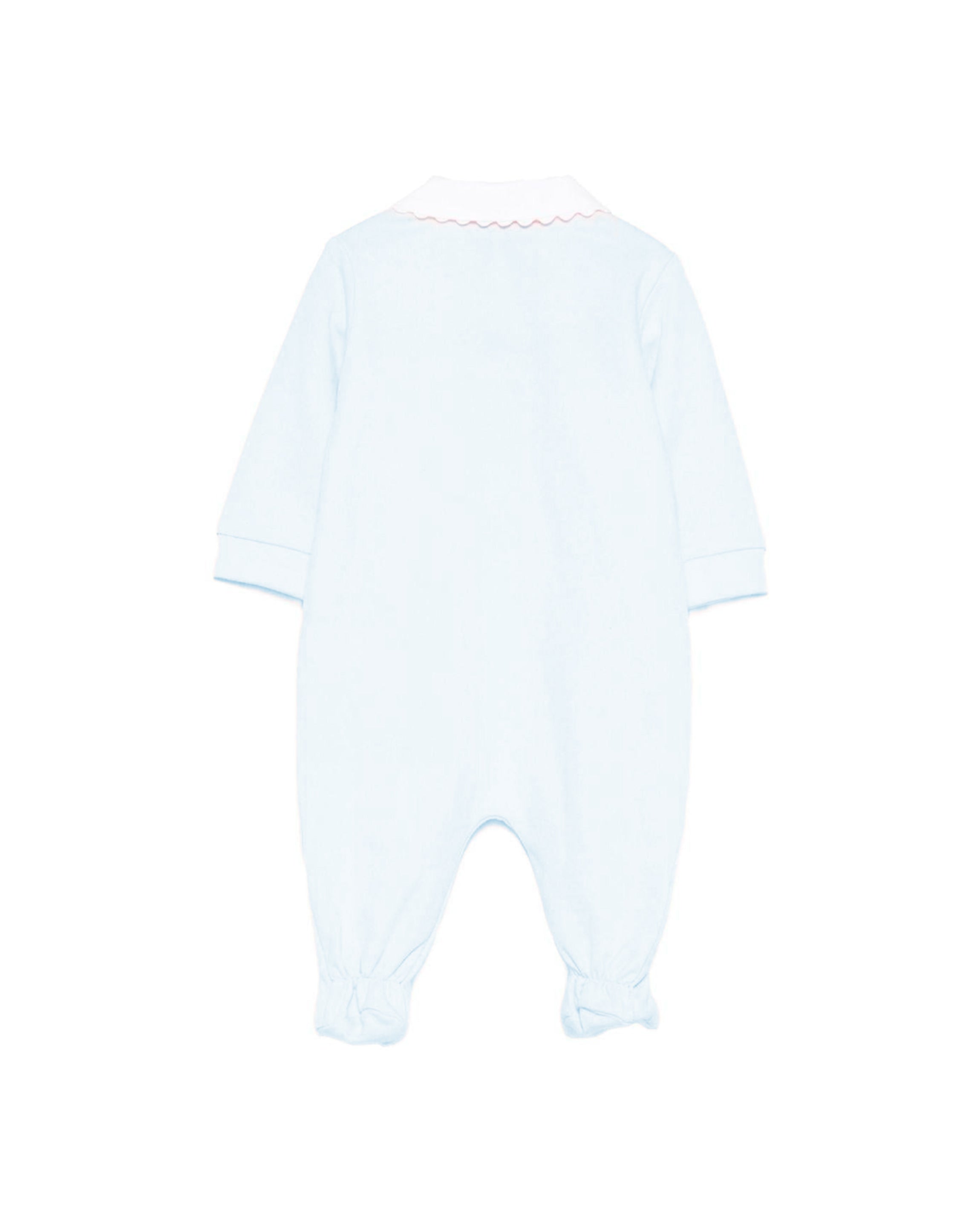 Moschino Kids Tutina Celeste con Logo per Neonati