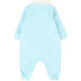 Moschino Kids Tutina Celeste con Logo Vertical per Neonati