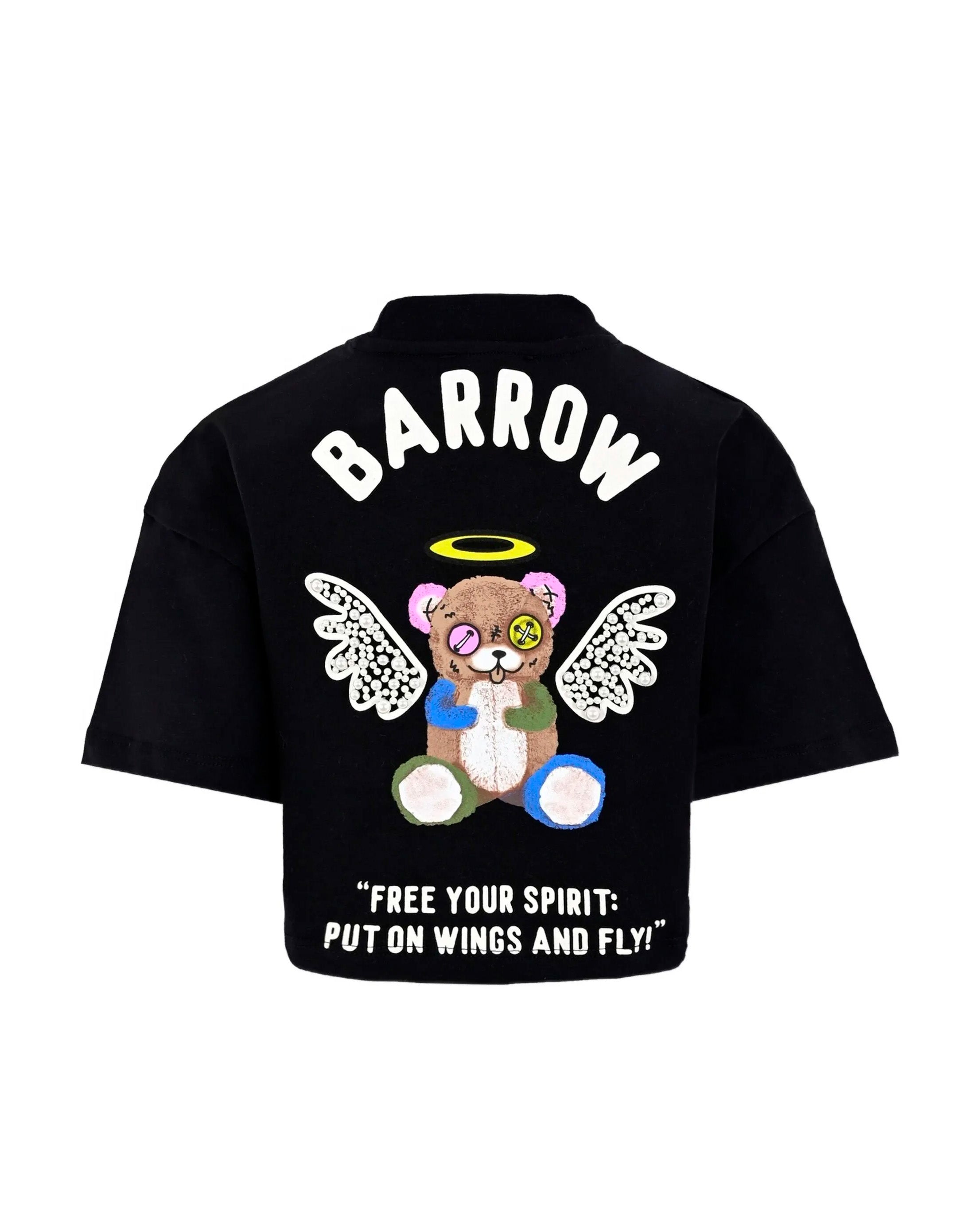 Barrow Kids T-Shirt Nera con Motivo Ali per Bambine