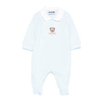 Moschino Kids Tutina Celeste con Logo per Neonati