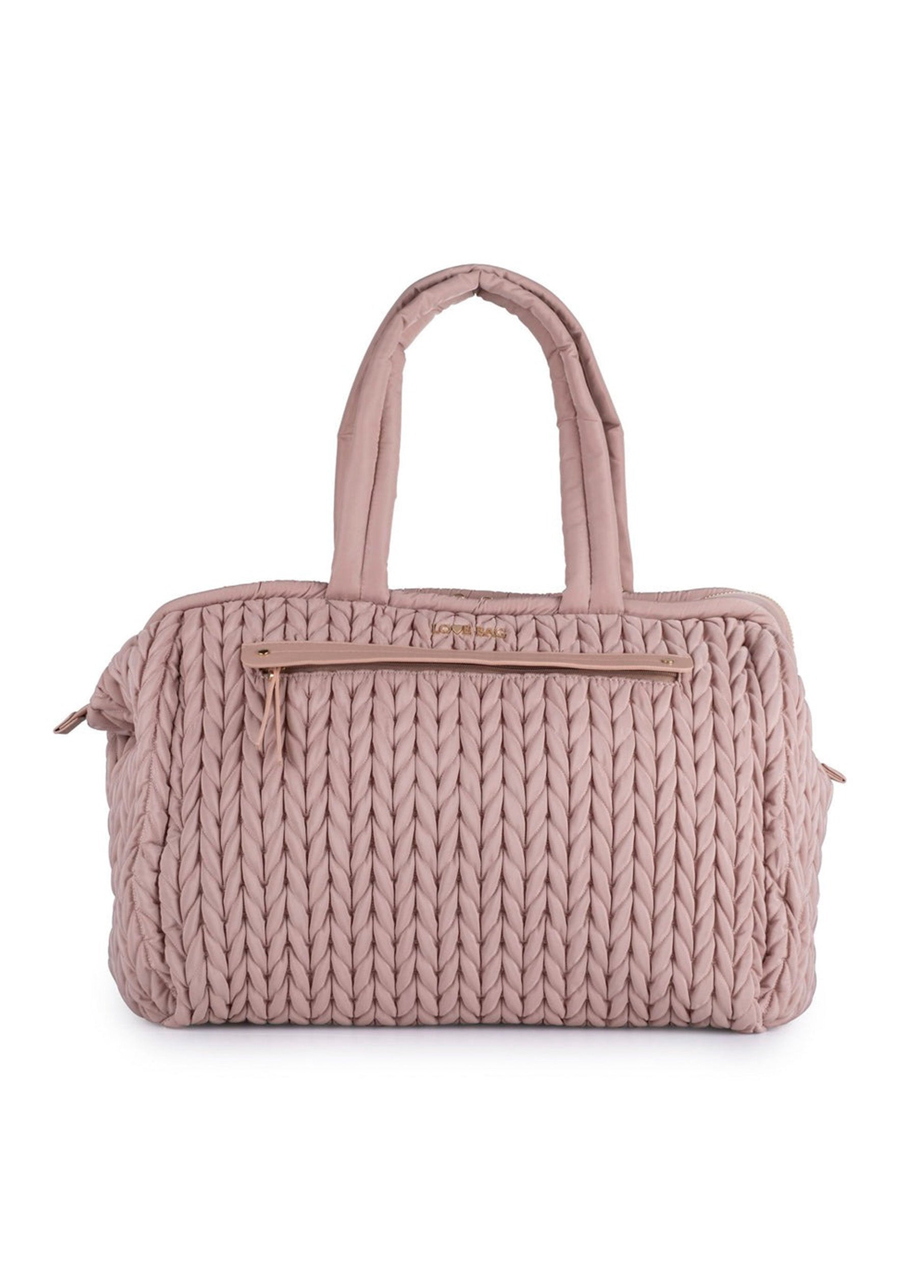 Love Bag Borsa Mamma Ovale Rosa Intrecciata
