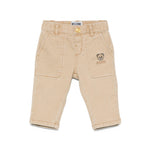 Moschino Kids Pantaloni Biege con Logo Teddy per Neonati