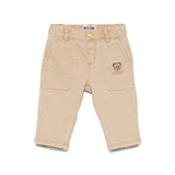 Moschino Kids Pantaloni Biege con Logo Teddy per Neonati