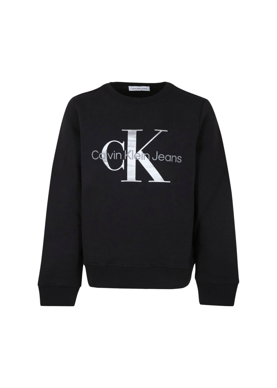 Calvin Klein Kids Felpa Nera Girocollo con Logo per Bambini