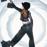 Diesel Kids Cardigan Crop a Costine Nero per Bambine