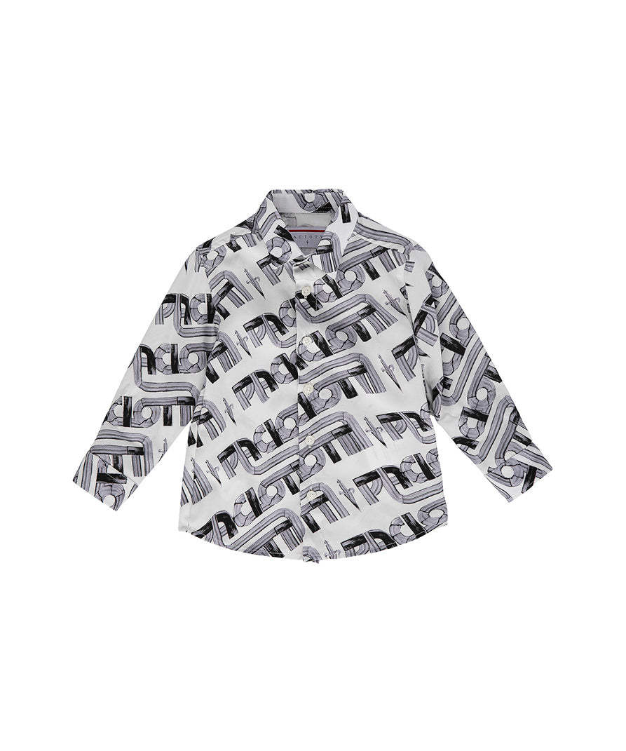 Cesare Paciotti Camicia Bianca Monogram per Neonati