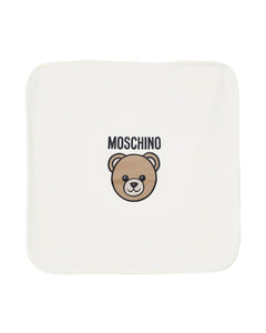 Moschino Kids Coperta Panna con Logo per Neonati