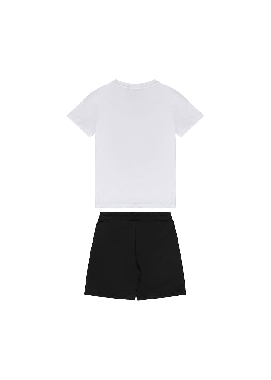Iceberg Kids T-shirt Bianca con Shorts Neri con Stampa per Neonati