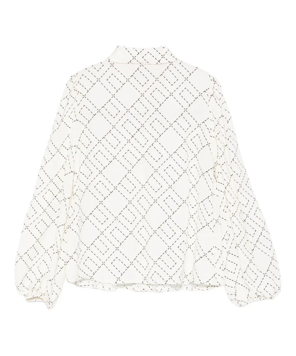 Elisabetta Franchi La Mia Bambina Camicia Panna con Logo Geometrico per Bambine