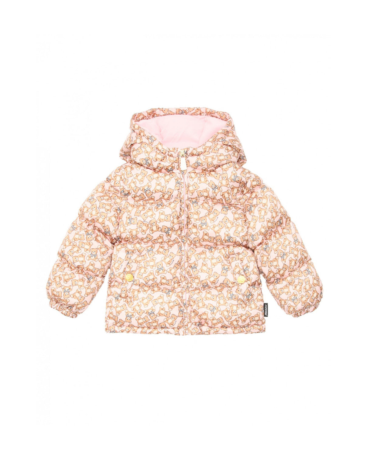 Moschino Kids Giubbino Rosa con Teddy Allover per Neonate