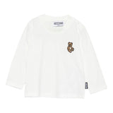 Moschino Kids T-shirt Manica Lunga Panna con Patch per Neonati