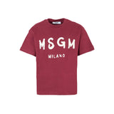 MSGM Kids T-shirt Borgogna con Logo per Bambini