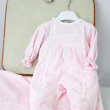 Deolinda Completo Rosa con Ricami per Neonate