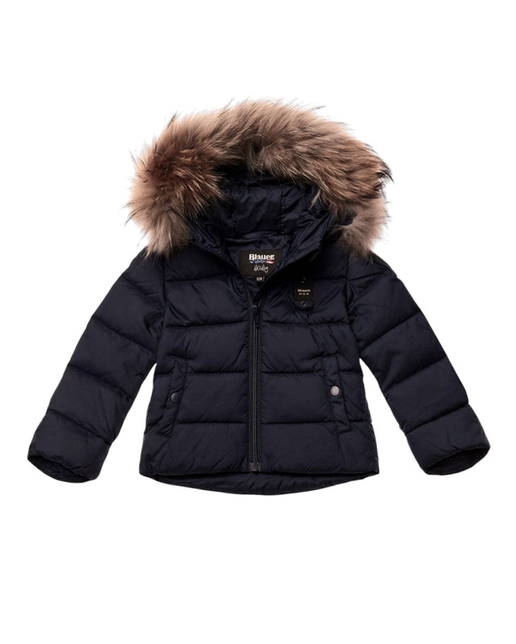 Blauer Kids Giubbino Armony Nero con Cappuccio Unisex  in Pelliccia per Neonati